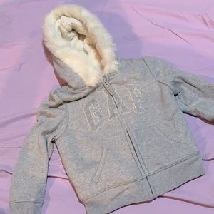 Gap Fur Hoodie size 5 Gray
